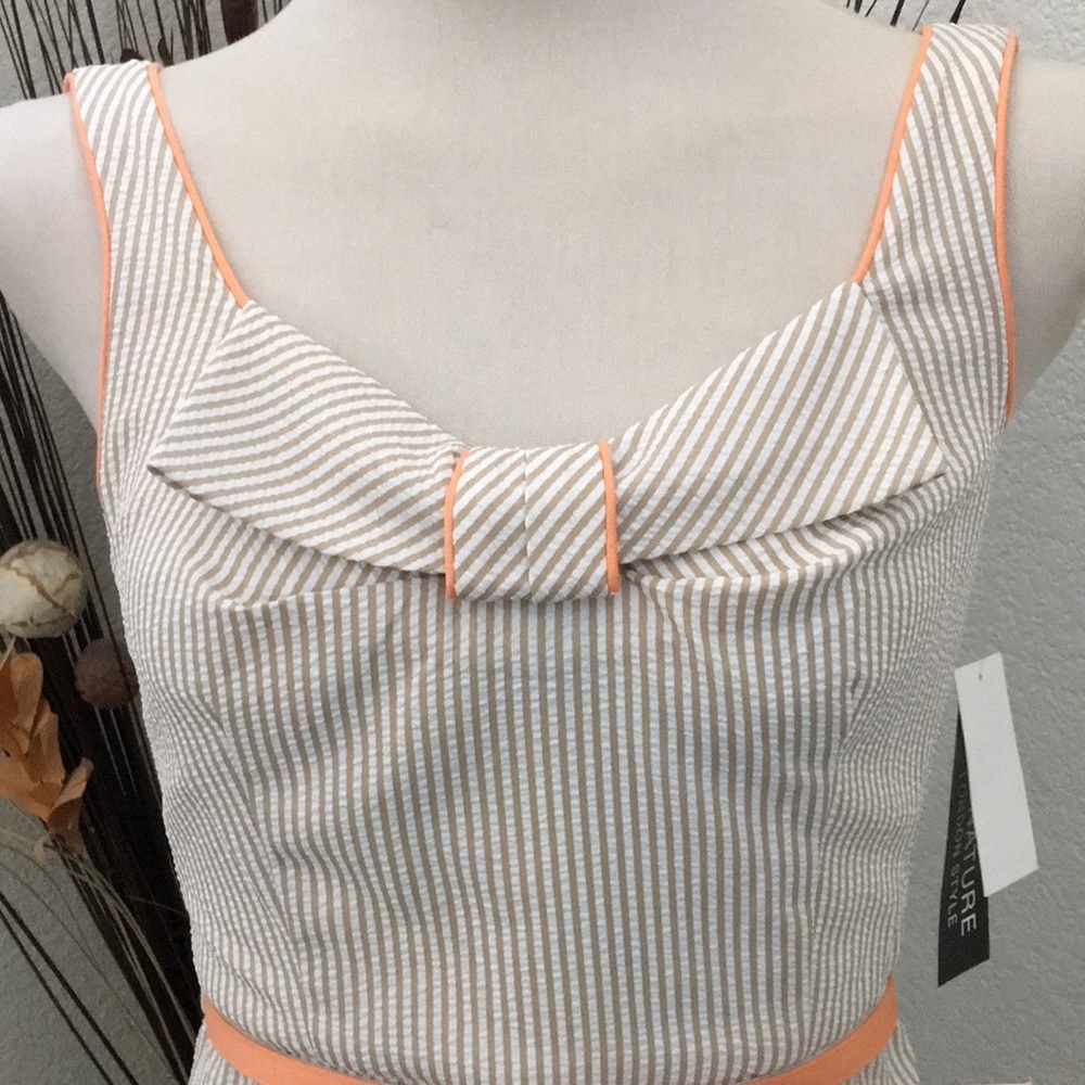 Khaki & White w/Peach Trimmings Sundress - Picture 5 of 7